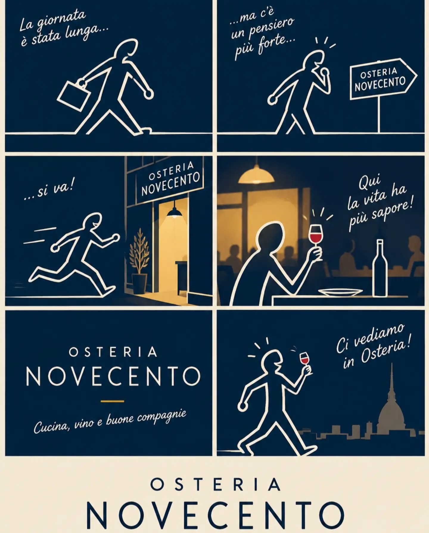 Ci sono giornate che sembrano non finire mai.
Poi arriva la sera.
Un tavolo. Un bicchiere. Qualcosa di buono nel piatto.
E finalmente… si stacca.
Osteria Novecento
📍 Via Issiglio 20, Torino
☎️ 011 3852351 | 351 5664126